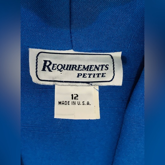 Royal Blue Jacket Blazer Size 12 Requirements Petite Made in the USA Vintage - Picture 6 of 9